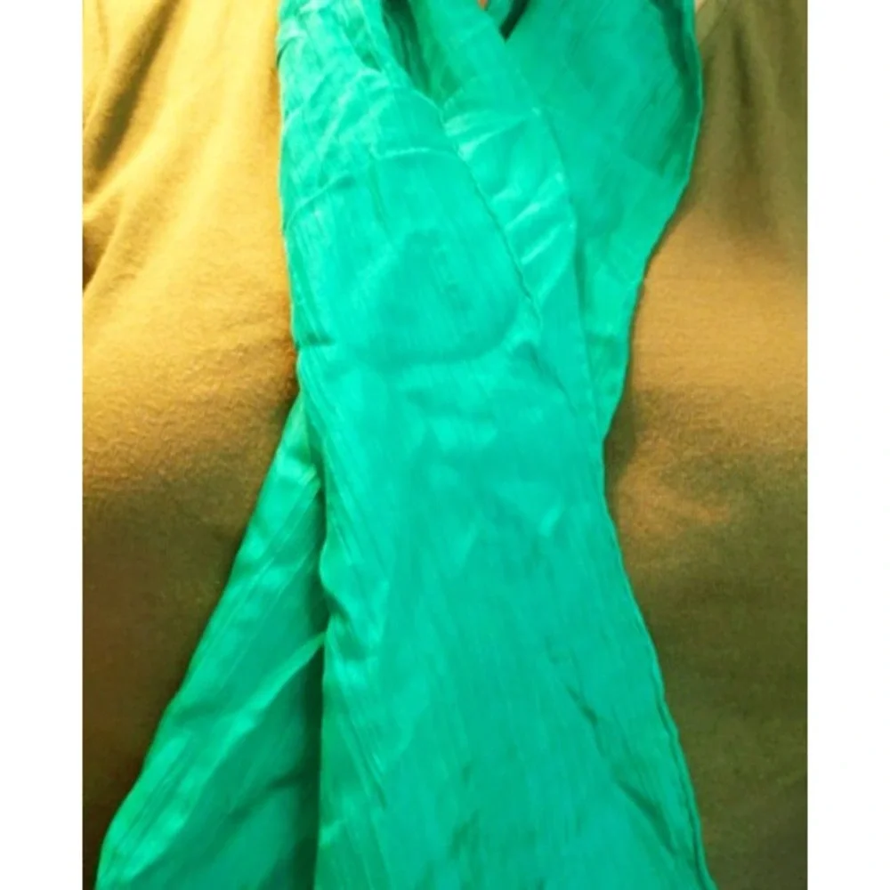 Vintage Kelly Green Long Silk Scarf- 54